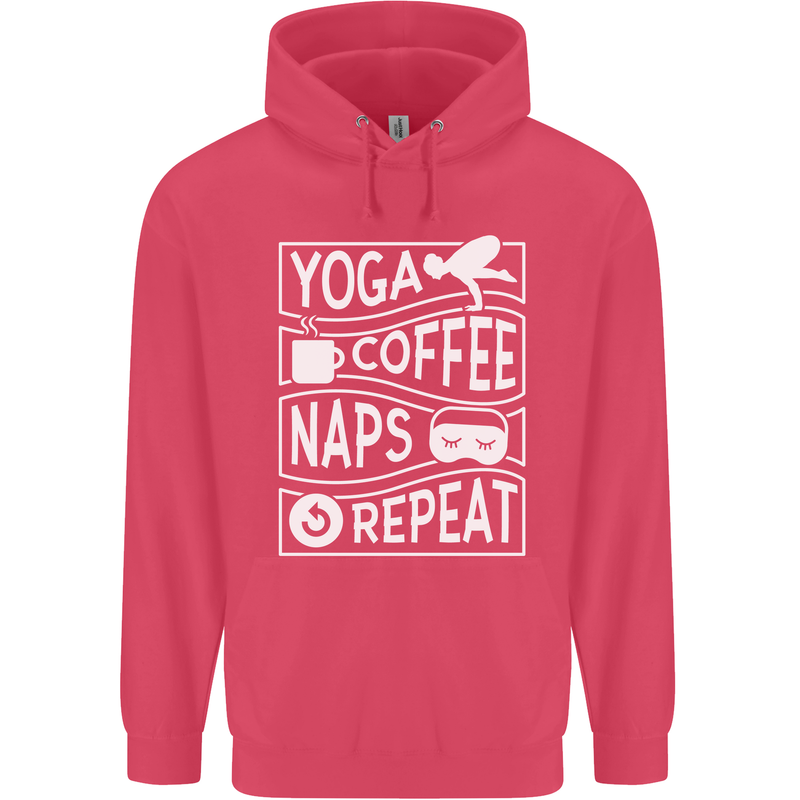 Yoga Coffee Naps Repeat Funny Childrens Kids Hoodie Heliconia