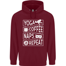 Yoga Coffee Naps Repeat Funny Childrens Kids Hoodie Maroon