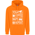 Yoga Coffee Naps Repeat Funny Childrens Kids Hoodie Orange
