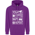 Yoga Coffee Naps Repeat Funny Childrens Kids Hoodie Purple