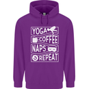 Yoga Coffee Naps Repeat Funny Childrens Kids Hoodie Purple