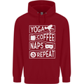 Yoga Coffee Naps Repeat Funny Childrens Kids Hoodie Red