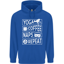 Yoga Coffee Naps Repeat Funny Childrens Kids Hoodie Royal Blue