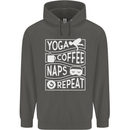 Yoga Coffee Naps Repeat Funny Childrens Kids Hoodie Storm Grey