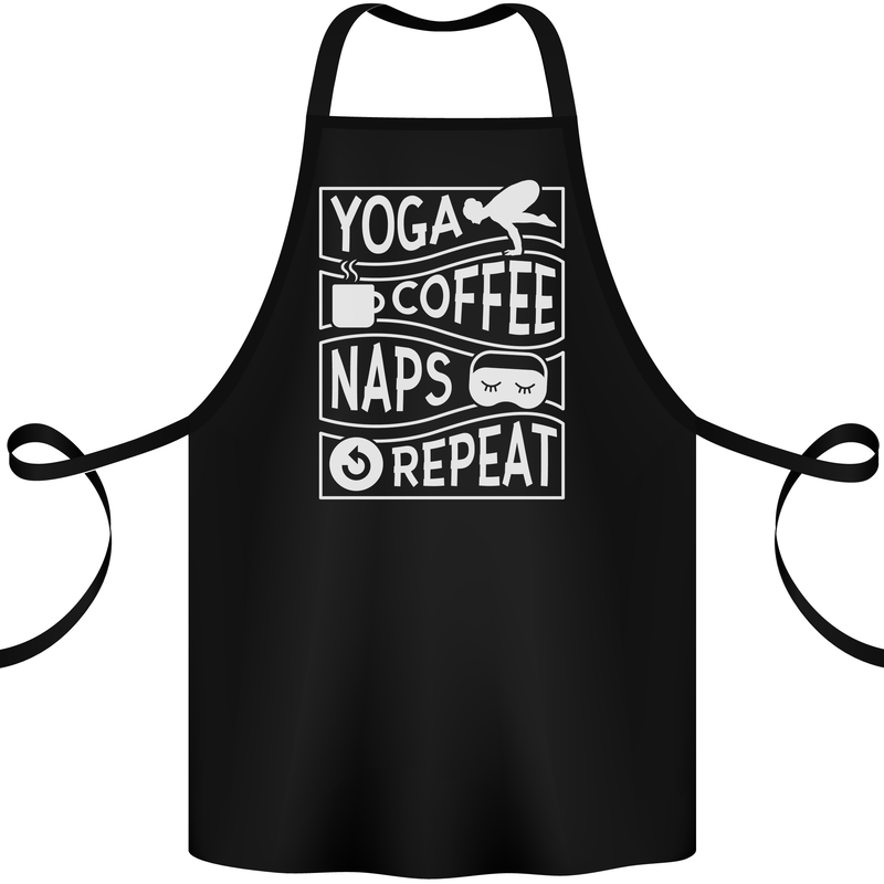 Yoga Coffee Naps Repeat Funny Cotton Apron 100% Organic Black