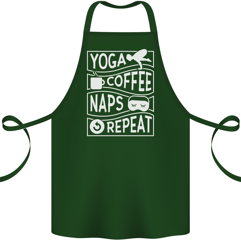 Yoga Coffee Naps Repeat Funny Cotton Apron 100% Organic Forest Green
