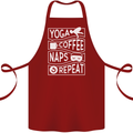 Yoga Coffee Naps Repeat Funny Cotton Apron 100% Organic Maroon