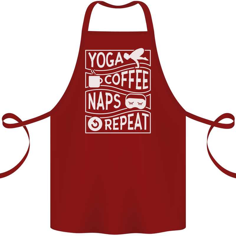 Yoga Coffee Naps Repeat Funny Cotton Apron 100% Organic Maroon