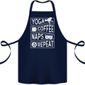 Yoga Coffee Naps Repeat Funny Cotton Apron 100% Organic Navy Blue