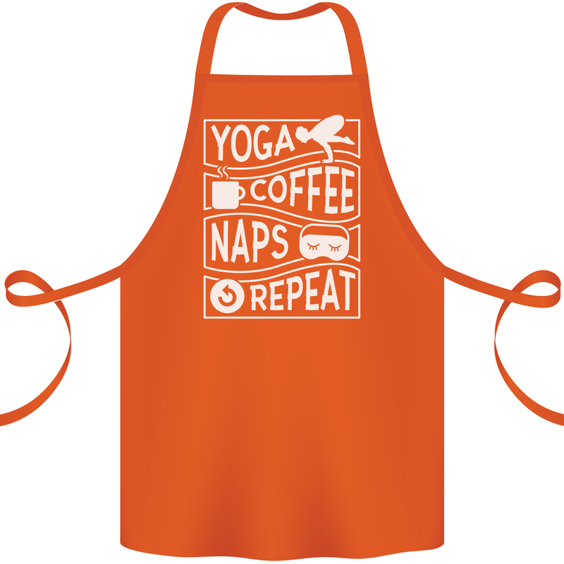 Yoga Coffee Naps Repeat Funny Cotton Apron 100% Organic Orange