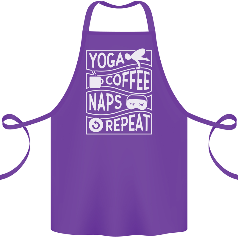 Yoga Coffee Naps Repeat Funny Cotton Apron 100% Organic Purple