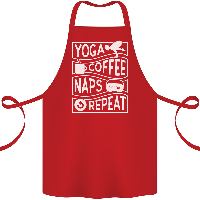 Yoga Coffee Naps Repeat Funny Cotton Apron 100% Organic Red