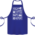 Yoga Coffee Naps Repeat Funny Cotton Apron 100% Organic Royal Blue