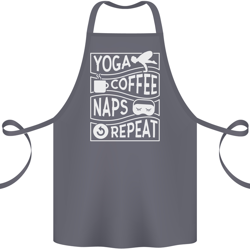 Yoga Coffee Naps Repeat Funny Cotton Apron 100% Organic Steel