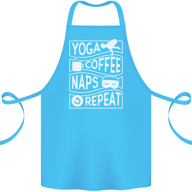 Yoga Coffee Naps Repeat Funny Cotton Apron 100% Organic Turquoise