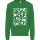 Yoga Coffee Naps Repeat Funny Kids Sweatshirt Jumper Irish Green