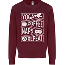 Yoga Coffee Naps Repeat Funny Kids Sweatshirt Jumper Maroon