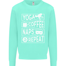 Yoga Coffee Naps Repeat Funny Kids Sweatshirt Jumper Peppermint