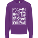 Yoga Coffee Naps Repeat Funny Kids Sweatshirt Jumper Purple