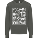 Yoga Coffee Naps Repeat Funny Kids Sweatshirt Jumper Storm Grey