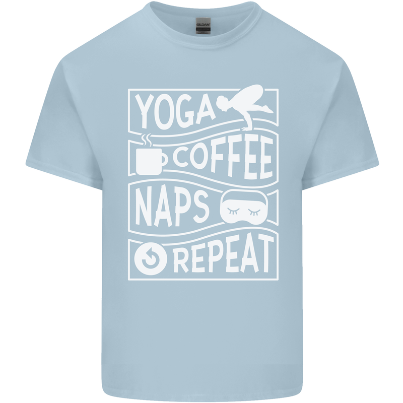 Yoga Coffee Naps Repeat Funny Kids T-Shirt Childrens Light Blue