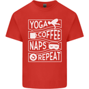 Yoga Coffee Naps Repeat Funny Kids T-Shirt Childrens Red