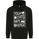 Yoga Coffee Naps Repeat Funny Mens 80% Cotton Hoodie Black