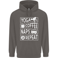 Yoga Coffee Naps Repeat Funny Mens 80% Cotton Hoodie Charcoal