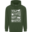 Yoga Coffee Naps Repeat Funny Mens 80% Cotton Hoodie Forest Green