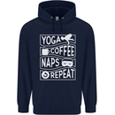 Yoga Coffee Naps Repeat Funny Mens 80% Cotton Hoodie Navy Blue