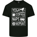 Yoga Coffee Naps Repeat Funny Mens Cotton T-Shirt Tee Top Black