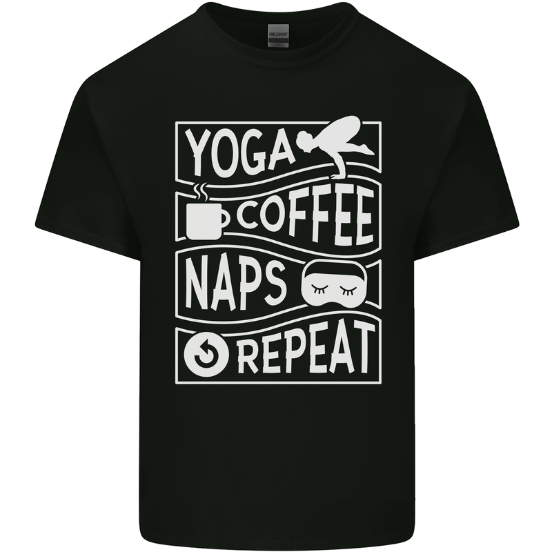 Yoga Coffee Naps Repeat Funny Mens Cotton T-Shirt Tee Top Black