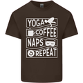 Yoga Coffee Naps Repeat Funny Mens Cotton T-Shirt Tee Top Dark Chocolate