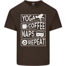 Yoga Coffee Naps Repeat Funny Mens Cotton T-Shirt Tee Top Dark Chocolate