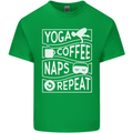 Yoga Coffee Naps Repeat Funny Mens Cotton T-Shirt Tee Top Irish Green