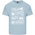 Yoga Coffee Naps Repeat Funny Mens Cotton T-Shirt Tee Top Light Blue