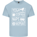 Yoga Coffee Naps Repeat Funny Mens Cotton T-Shirt Tee Top Light Blue