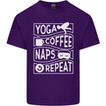 Yoga Coffee Naps Repeat Funny Mens Cotton T-Shirt Tee Top Purple