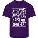 Yoga Coffee Naps Repeat Funny Mens Cotton T-Shirt Tee Top Purple