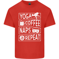 Yoga Coffee Naps Repeat Funny Mens Cotton T-Shirt Tee Top Red