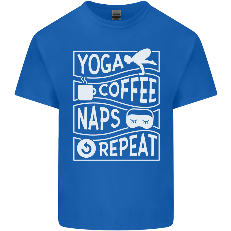 Yoga Coffee Naps Repeat Funny Mens Cotton T-Shirt Tee Top Royal Blue