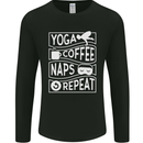 Yoga Coffee Naps Repeat Funny Mens Long Sleeve T-Shirt Black
