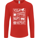 Yoga Coffee Naps Repeat Funny Mens Long Sleeve T-Shirt Red