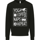 Yoga Coffee Naps Repeat Funny Mens Sweatshirt Jumper Black