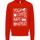 Yoga Coffee Naps Repeat Funny Mens Sweatshirt Jumper Bright Red
