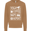Yoga Coffee Naps Repeat Funny Mens Sweatshirt Jumper Caramel Latte