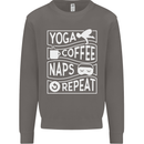 Yoga Coffee Naps Repeat Funny Mens Sweatshirt Jumper Charcoal