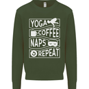 Yoga Coffee Naps Repeat Funny Mens Sweatshirt Jumper Forest Green