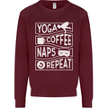 Yoga Coffee Naps Repeat Funny Mens Sweatshirt Jumper Maroon