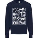 Yoga Coffee Naps Repeat Funny Mens Sweatshirt Jumper Navy Blue